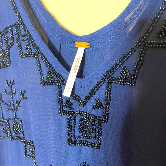 Free People Run With It Beaded Navy Tank Top - Picture 5 of 10